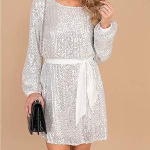Mint Julep Boutique Midnight in Paris Silver Sequin Dress